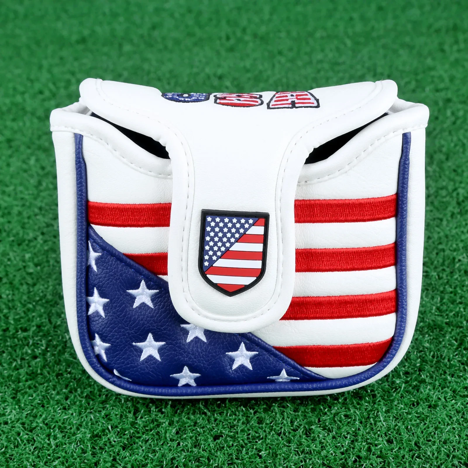 

1 шт. магнитная застежка для гольфа, чехлы для клюшки, головной убор из искусственной кожи, стиль флага, квадратный чехол для гольф-клуба, головные уборы