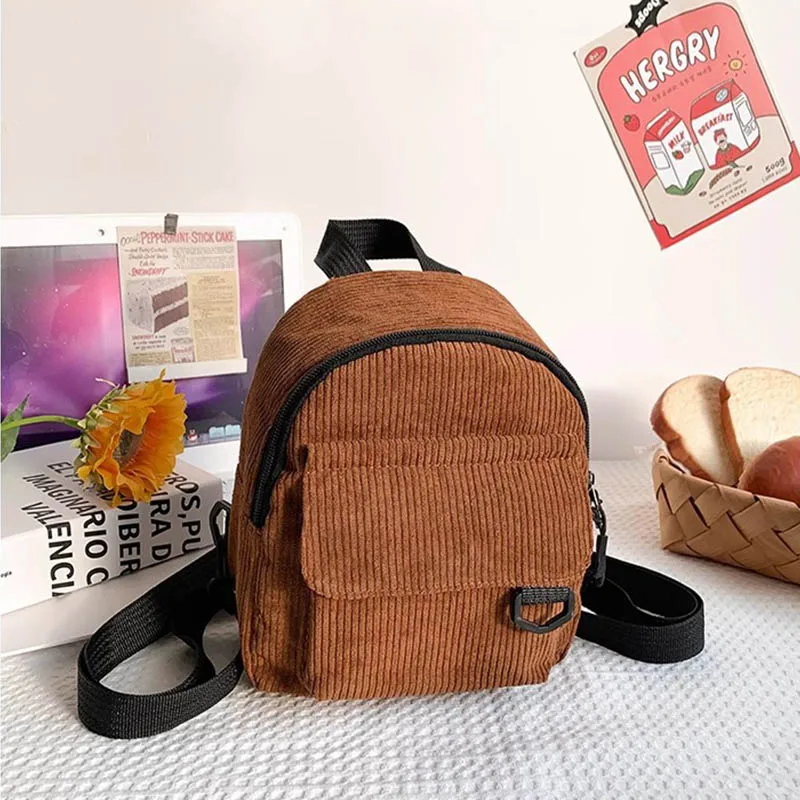 Mini mochila unissex de veludo feminino, bolsa clássica do campus, bolsa pequena, capa dobrável, bolsos múltiplos