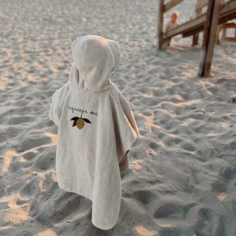 Children's Bath Towel Cape Cotton Baby Hooded Bathrobe Swimming Bath Absorbent Towel Boys and Girls