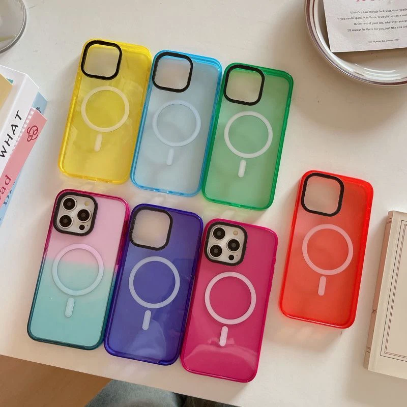2.5 Acrylic Colorful Border Magnetic Phone Case Cover for IPhone 12 13 14 15 Pro Max Case