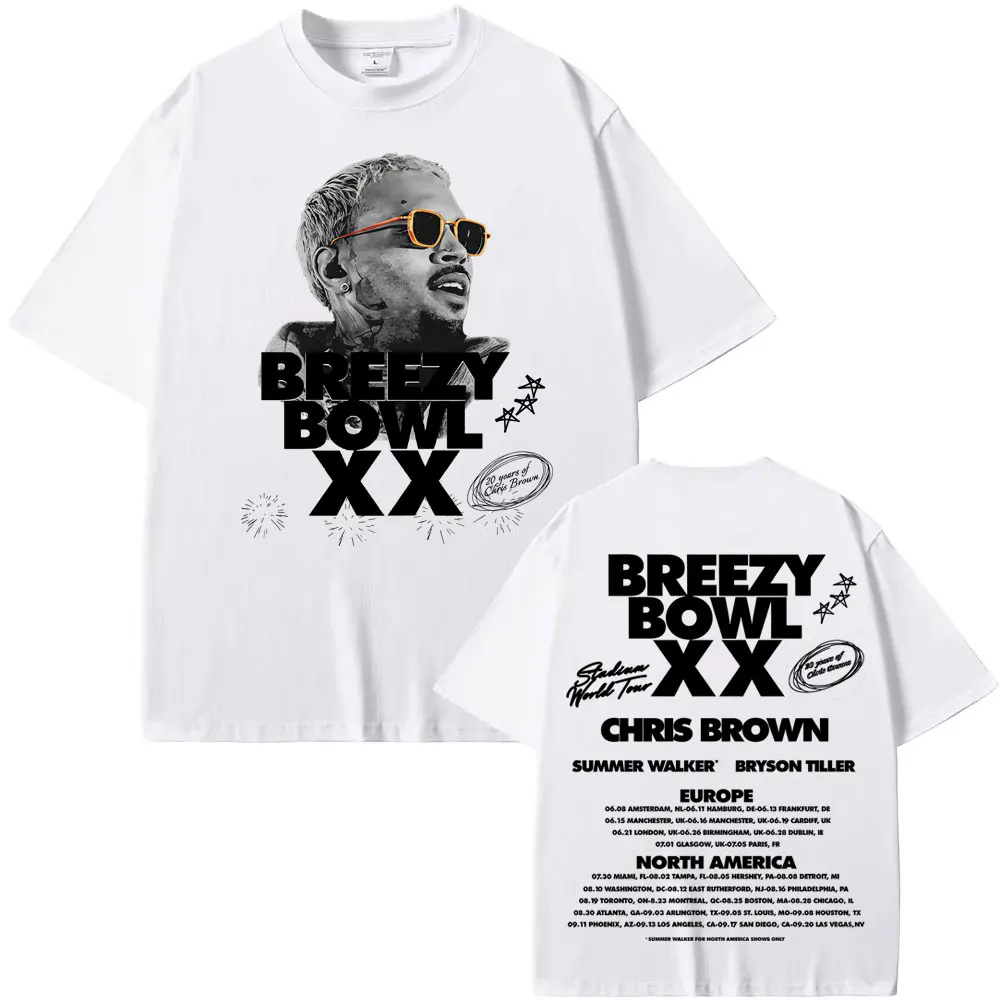 Rapper Chris Brown Breezy Bowl XX Concert Tour 2025 T-shirts Men