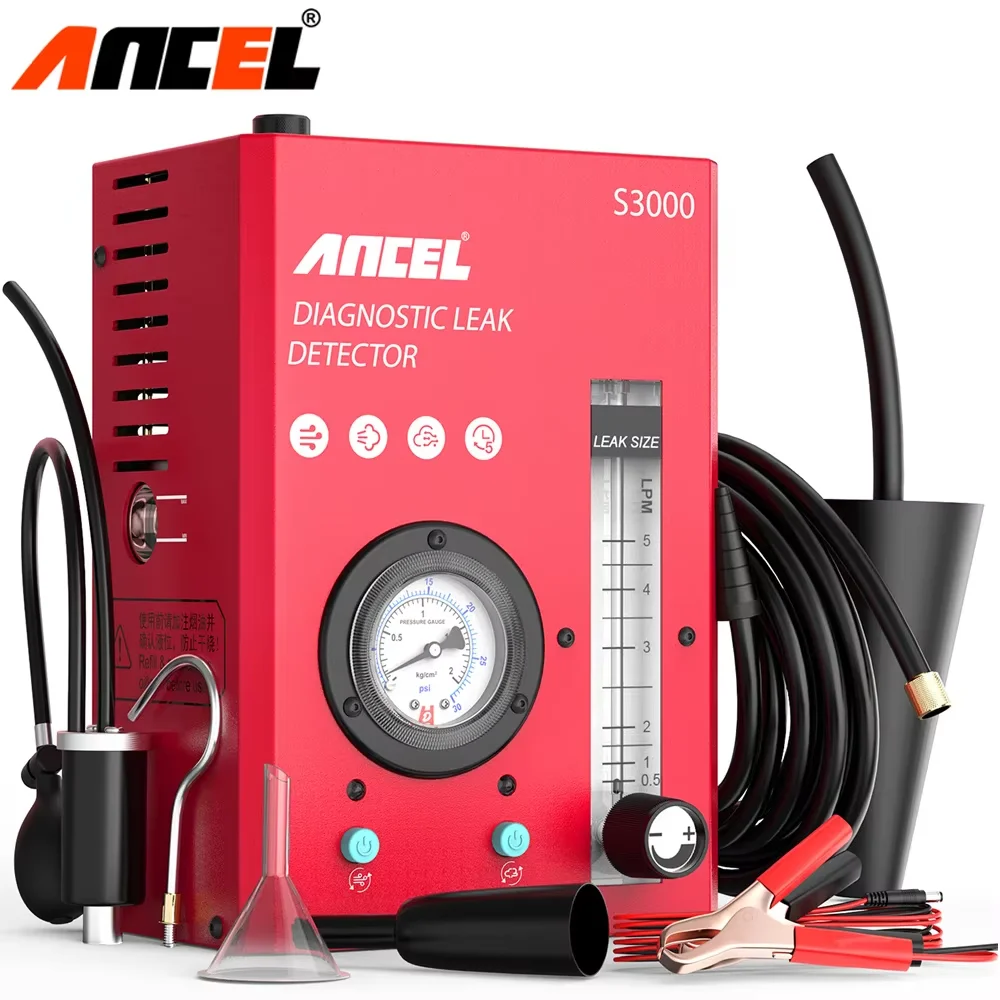 

ANCEL S3000 Car Smoke Leak Detector With Air Pump 12V EVAP Diagnostic Tool Vacuum Tester Fuel Pipe Leakage Locator for Motocycle