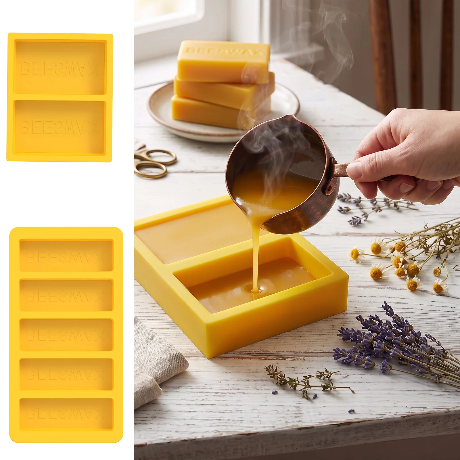 5/2Grids Silicone Beeswax Mold Beekeeping Reusable Wax Mold Easy Release Heat Resistant Mould for Apiary Studio Standard Block