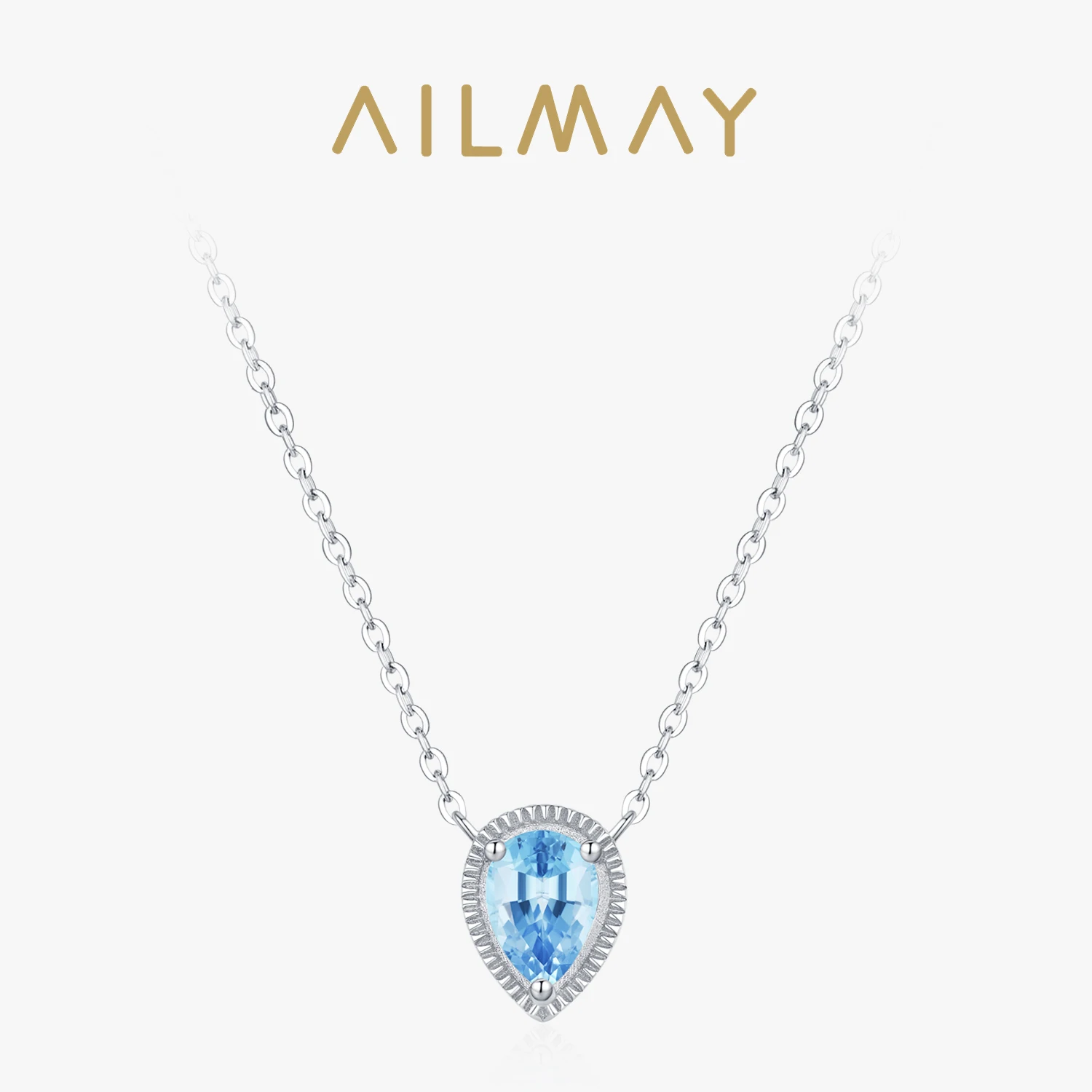 

Ailmay стерлингового серебра 925 пробы, элегантное ожерелье с подвеской в виде синей груши для женщин, изысканные юбилейные ювелирные изделия, подарки, новинка