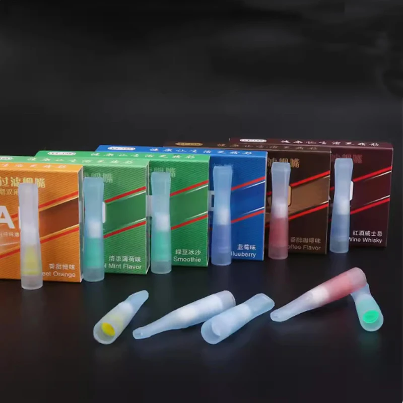 SMO 8Pcs/Box TPE Food Grade Soft Cigarette Holder Filter Mint Fruit Flavor Burst Beads Cigarette Filter Smoking Accessores