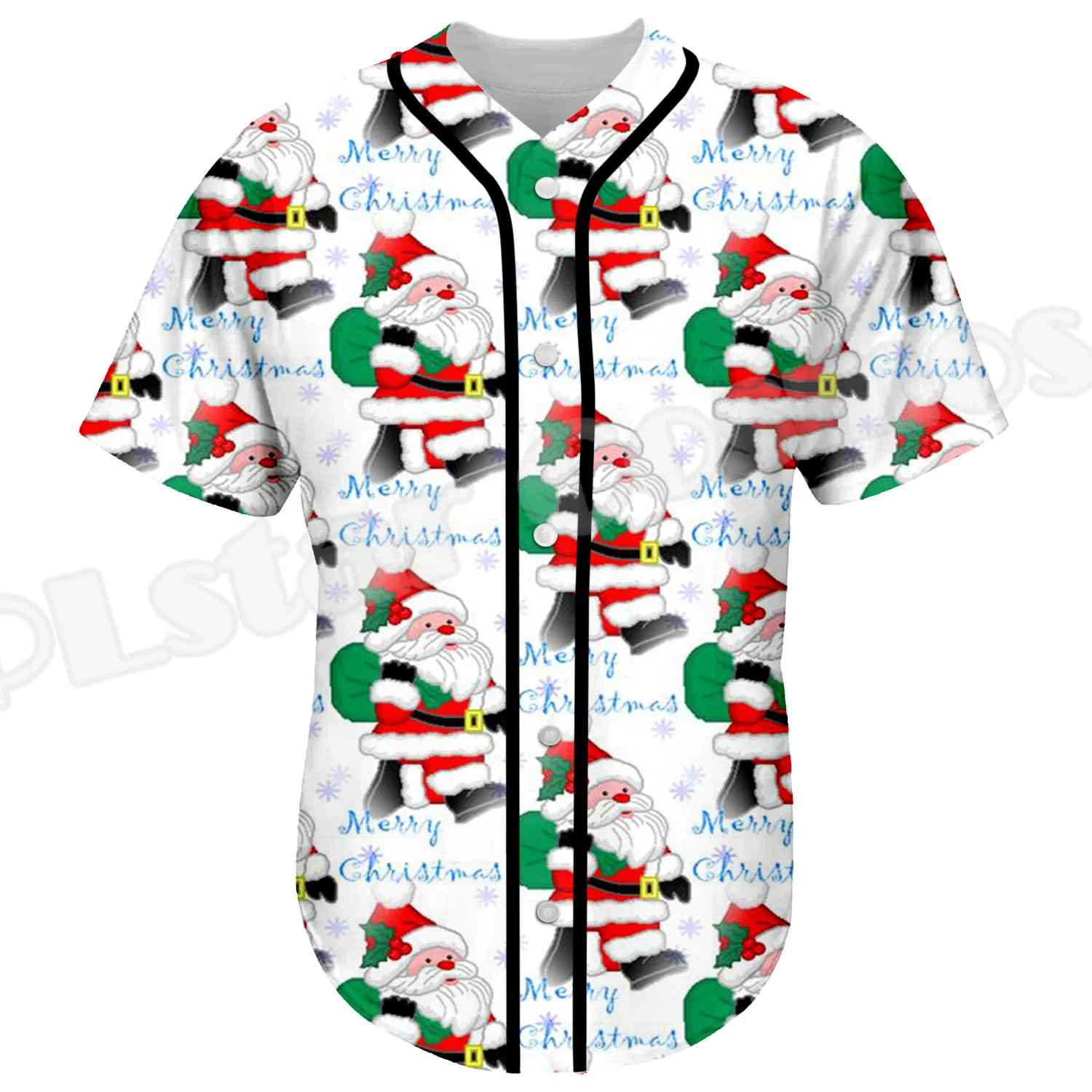 NewFashion Christmas Pattern Xmas Santa Claus Animal Deer Colorful Retro 3DPrint Casual Harajuku Funny Baseball Shirts Jersey X4