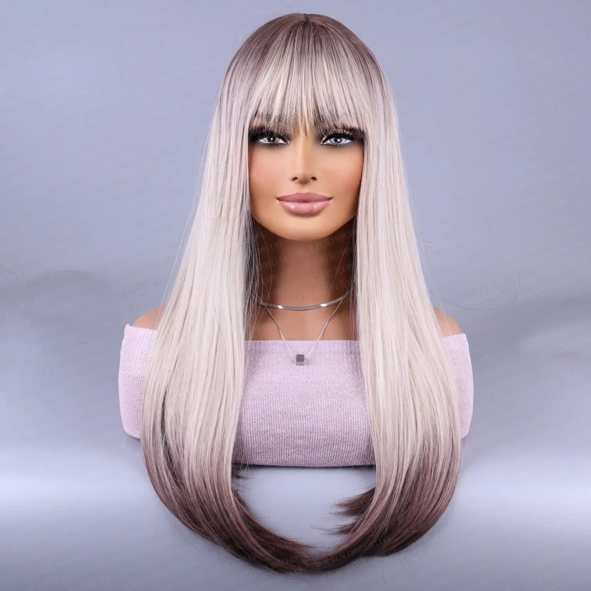 

European and American new wigs Qi bangs long curly hair high temperature chemical fiber silk wigs