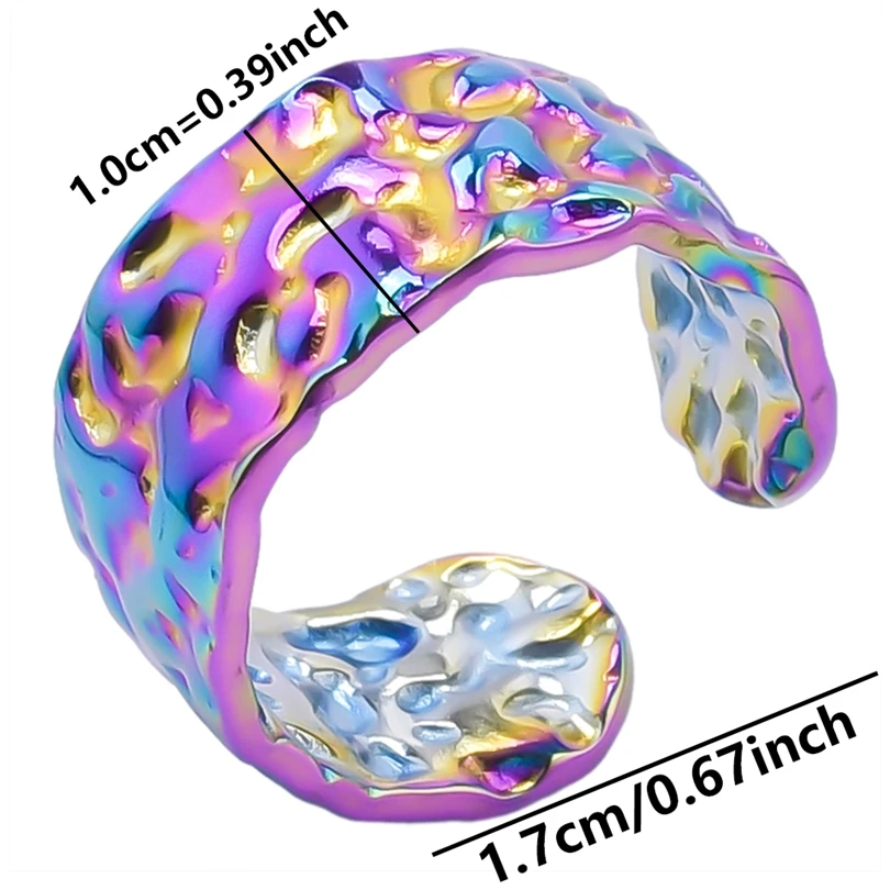 1pc Creative Irregular Wave Smooth Rings Concave-Convex Surface Wide Rings For Women Men Rainbow Creative Punk Gothic Rings Gift