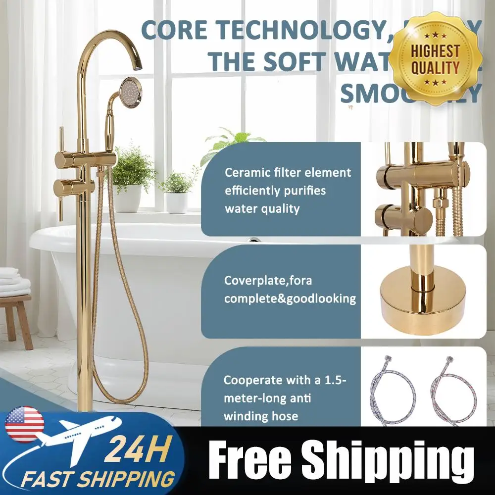 

Напольный смеситель для ванны, матовый, поворотный на 360° ° Вращающиеся напольные смесители для ванны с ручным душем для ванной комнаты