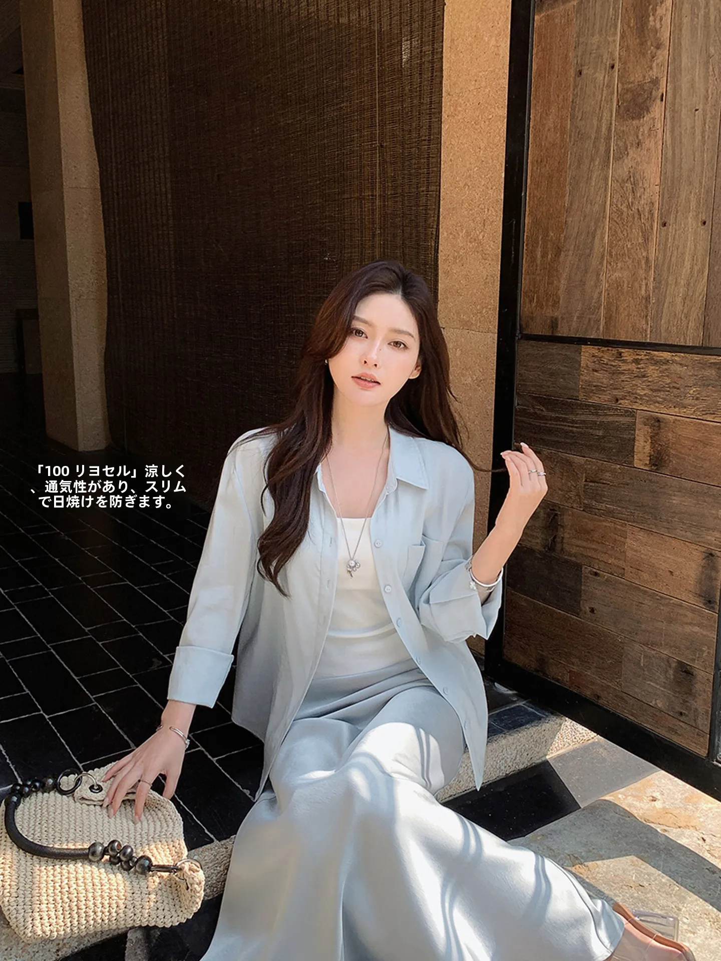 

Женская рубашка-жакет MsDaoge из синей шелковой смеси, легкая, свободного кроя, повседневная, летняя, универсальная, для работы, с длинными рукавами, на пуговицах