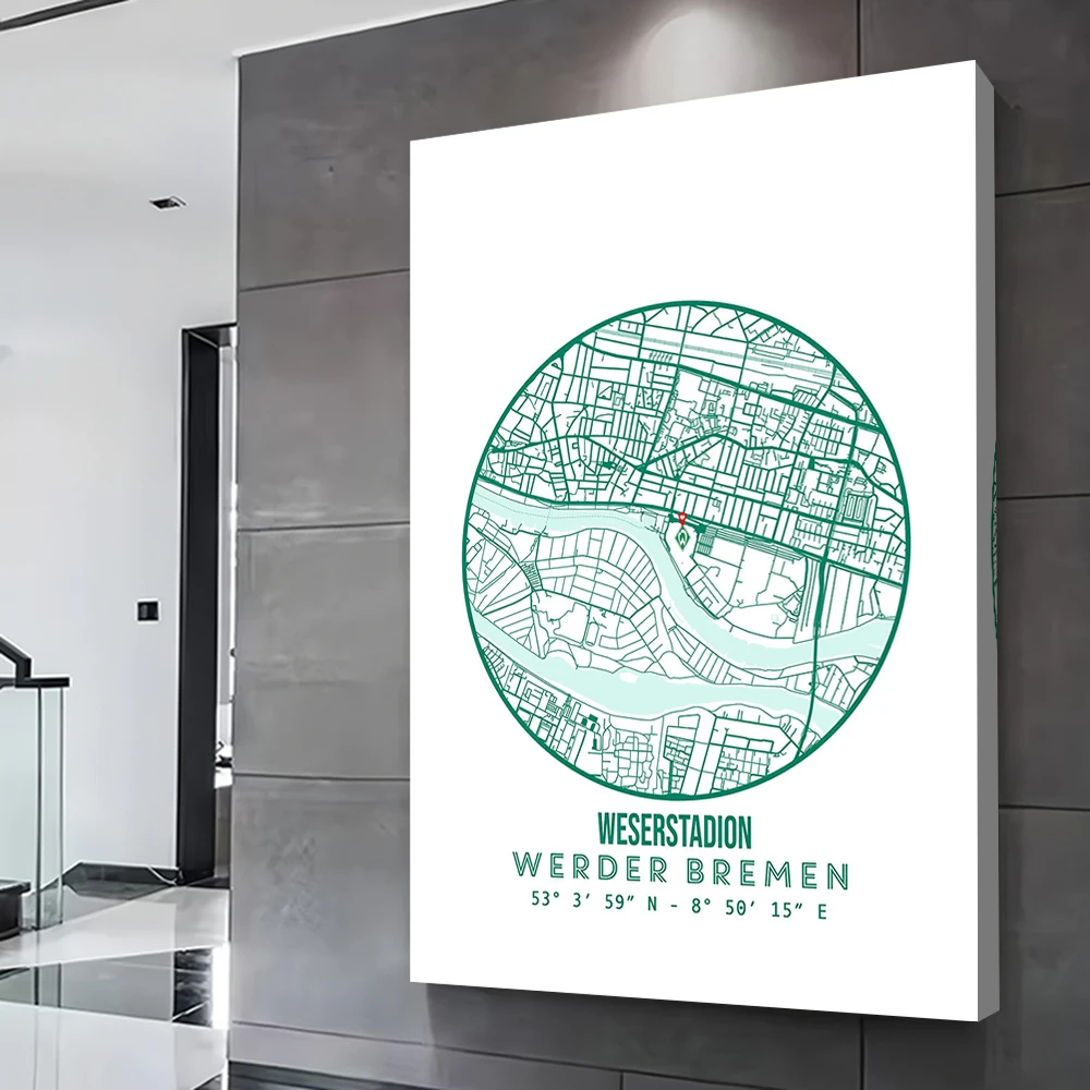 Werder Bremen Stadium Printing Poster Customizable Pictures Wall Art Canvas Painting Gift for Interior Decoration Room Wand Deko