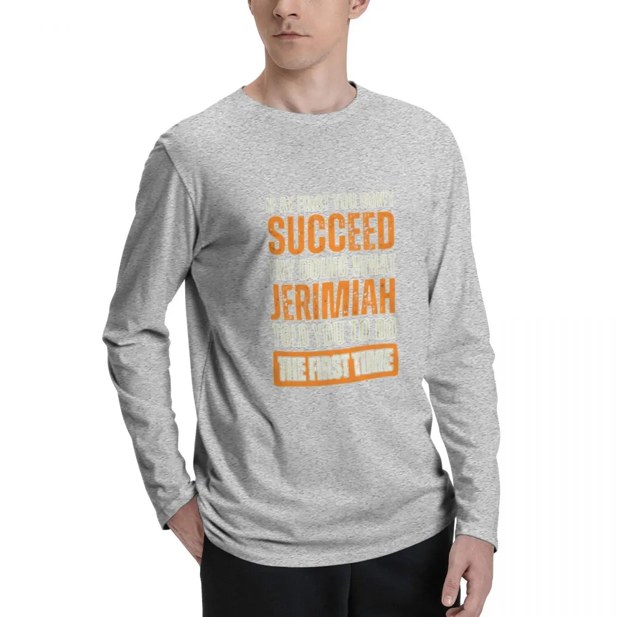 Jerimiah_Personal Premium Men's Long Sleeve Tee - Classic Design with Superior Comfort for All-Day Wear