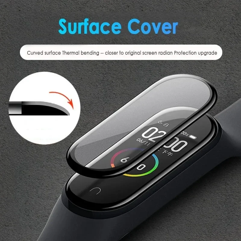 Film de protection d'écran pour montre intelligente Xiaomi mi band 8 7, souple HD 3D, verre trempé nano-revêtement complet Mi band 7 6 5 4 3, accessoire