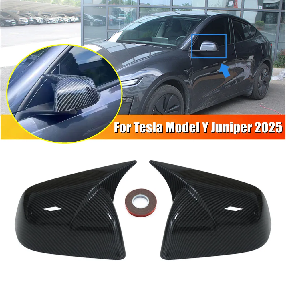 

Для Tesla Model Y Juniper 2025, автомобильное боковое зеркало заднего вида, крышка крыла, дверная внешняя часть корпуса, клейкая отделка, наклейка из АБС-пластика