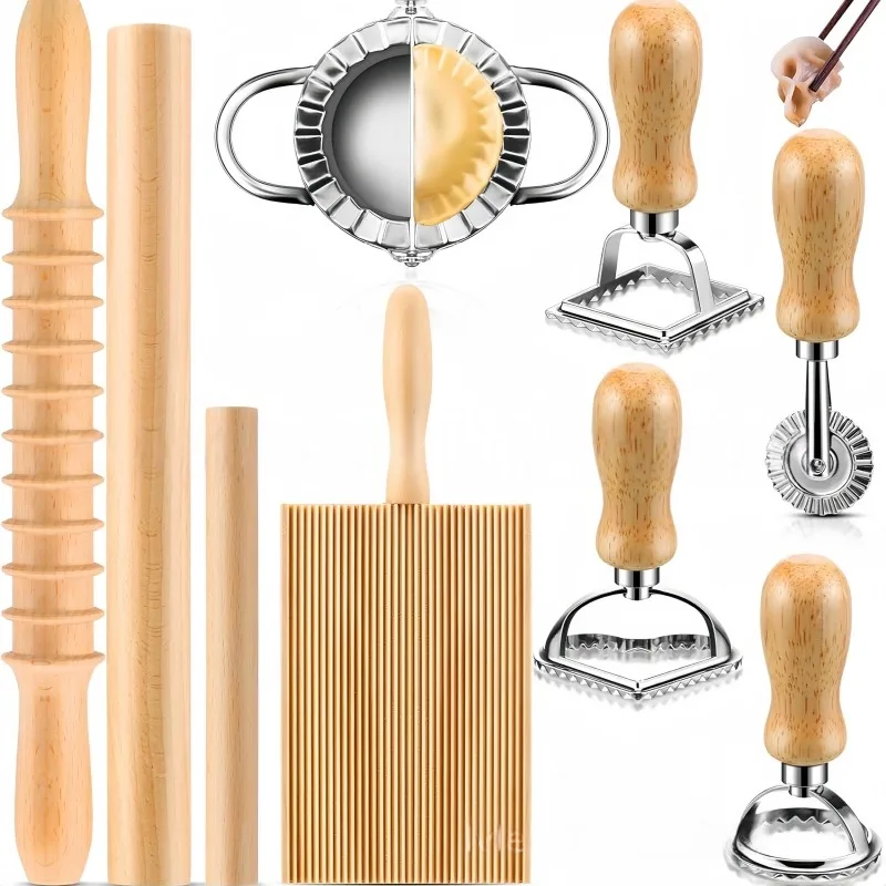 

Board Set Italian Pasta Making Tools Ravioli Stamp Cutter for Homemade Cavatelli Garganelli Fettuccine Pasta Maker