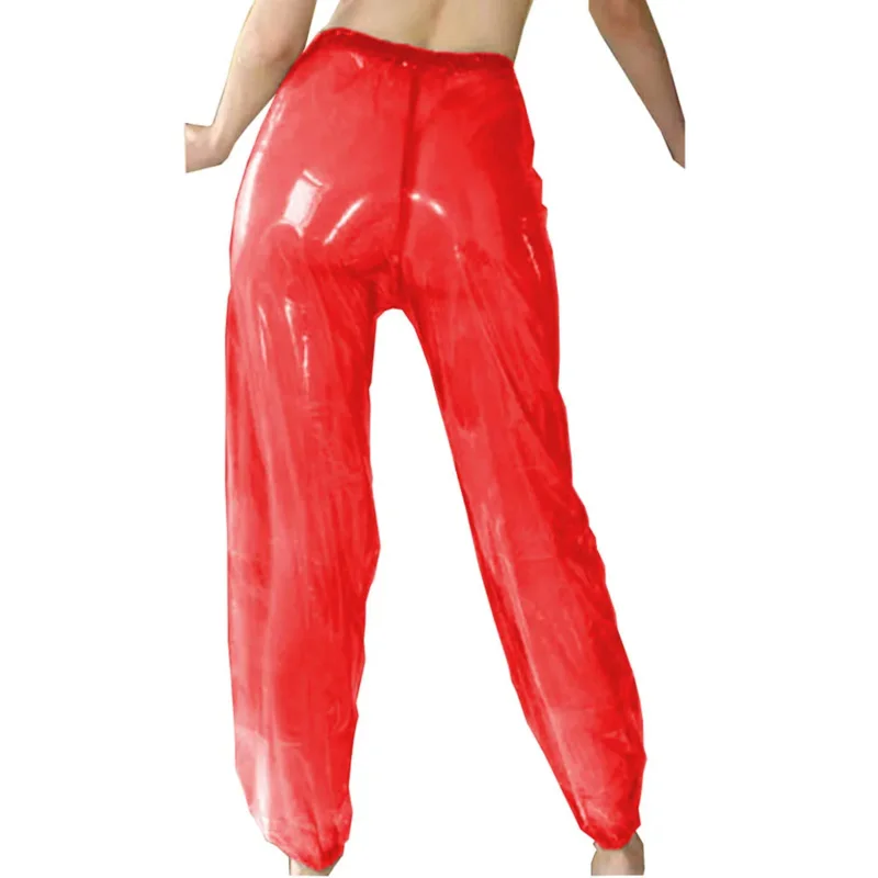 Clear PVC Pants Plastic Transparent Trousers Waterproof Belted Bloomers Exotic Sheer Loosen Pants Sexy Costumes Club DS Bar BS23