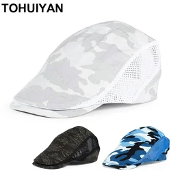 New Camouflage Cotton Newsboy Cap For Men Summer Breathable Mesh Cabbie Hat Outdoor Sports Flat Caps Womens Boinas Berets Hats