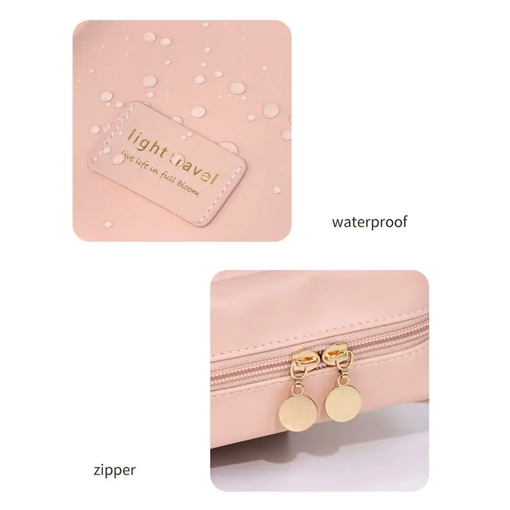 Korean Style Shell Shape Cosmetic Bags Letter Printing Elegant PU Leather Makeup Pouch Toiletries Organizer Storage Handbag