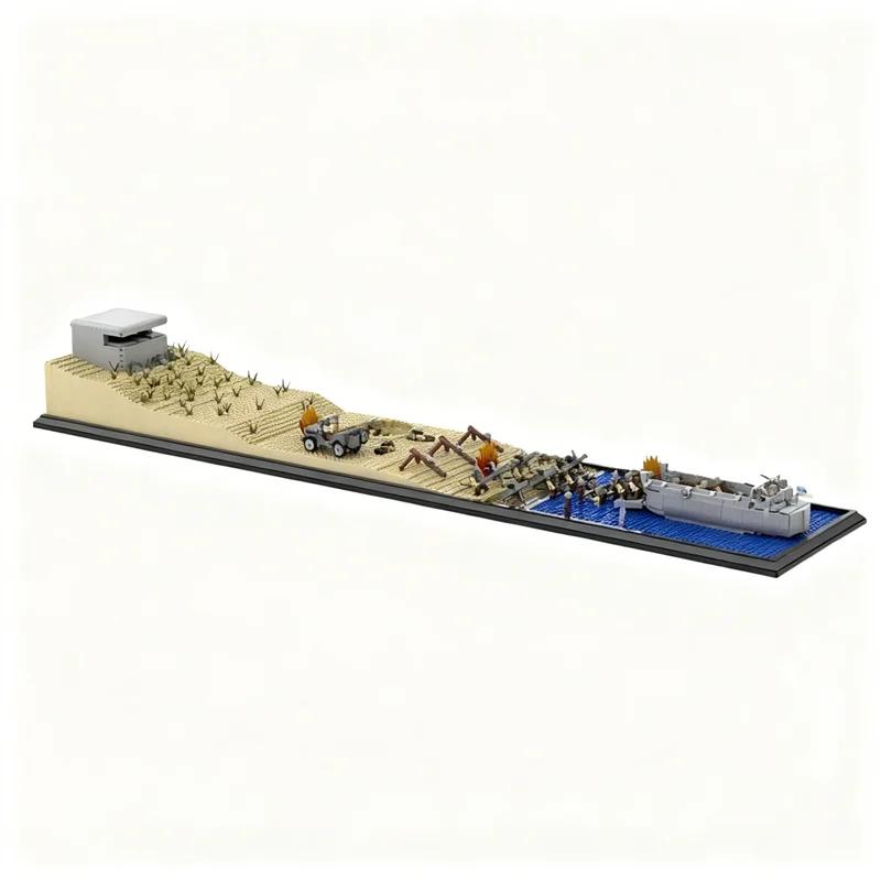 2124pcs MOC Creator Designer Sets D-Day Omaha Beach Diorama LCVP Higgins Boat Model Christmas Gift Ideas Home