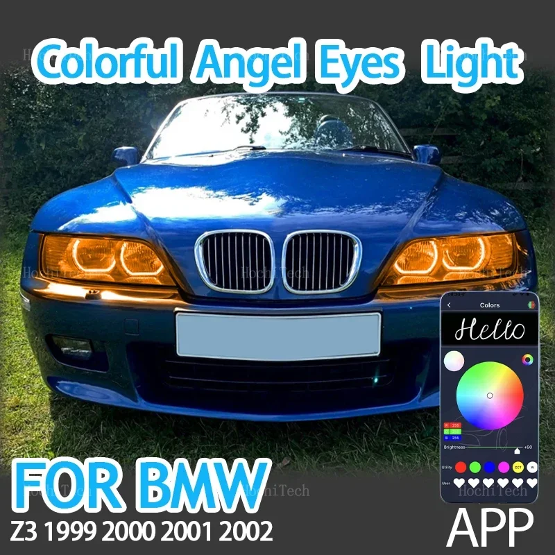 

Remote APP Multi Color Crystal DTM M Style RGB LED Angel Eyes Kit Rings Daytime Running Lights for BMW Z3 1999 2000 2001 2002