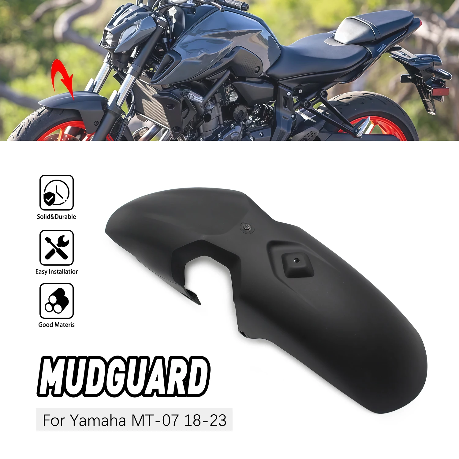 

For Yamaha MT07 2018-2023 Motorcycle New Mudguard Front Fender Wheel Hugger Mudflap Splash Guard Cover Protector Accesorios Moto