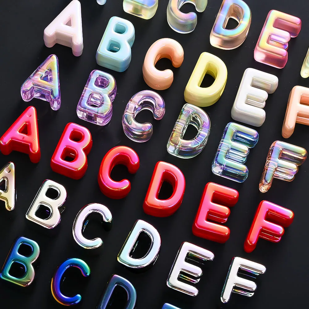20/50 Stück Bunte Acryl-Alphabetperlen mit Großem Loch, Lose Buchstabenperlen für DIY Schmuckherstellung, Armbänder, Halsketten, Schlüsselanhänger, Bastelarbeiten – Detail 9