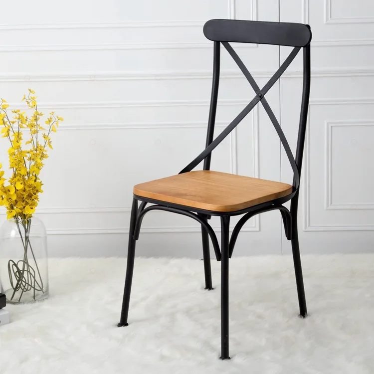 Loft American wrought iron cafe dining chair, casual back chair restaurant seat outdoor wrought iron