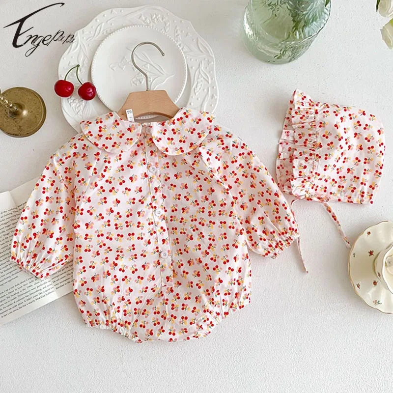 

2023 Princess Baby Girls Flowers Rompers Jumpsuit Spring Autumn Long Sleeves Rompers Playsuit Baby Girls Floral Rompers Clothes