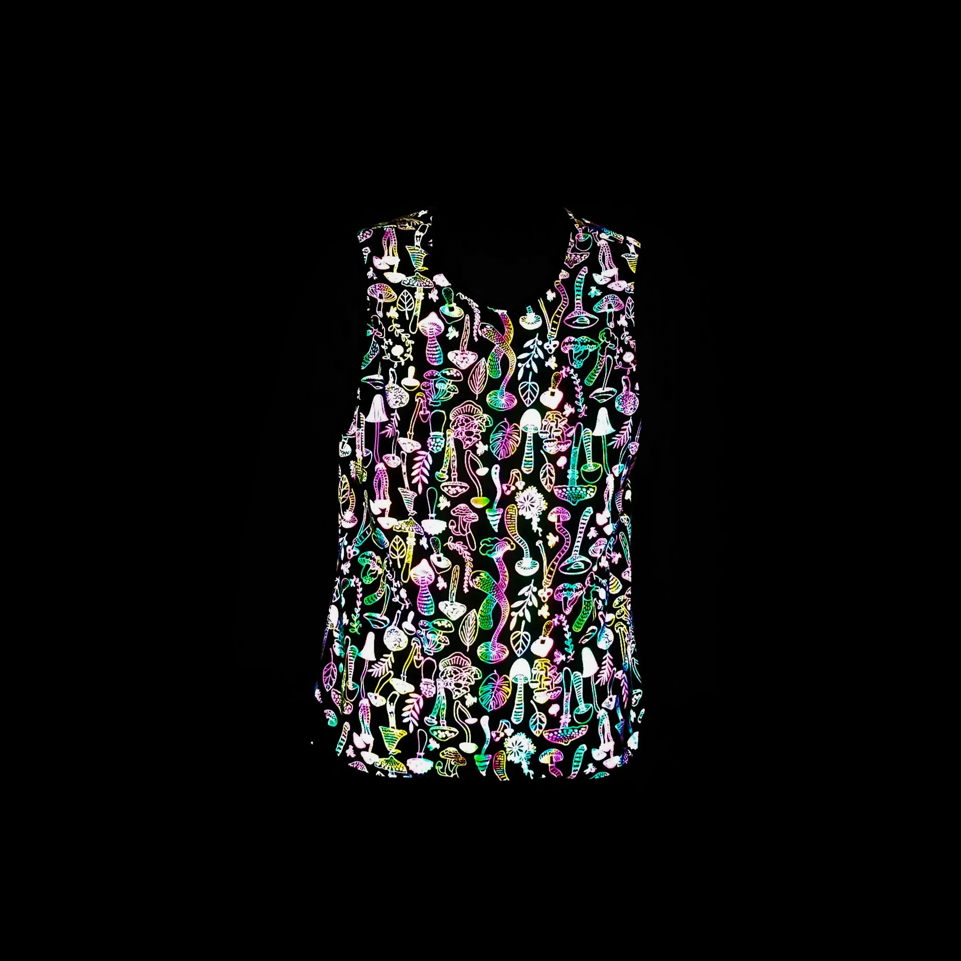 Summer Men's Sets Mushroom Print Reflective Tank Top Elasticity Breathable Sleeveless TShirt Sportswear Shorts Joggers tracksuit