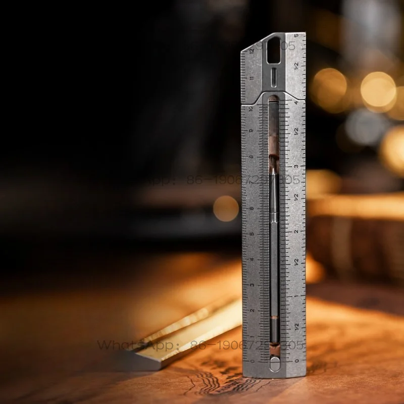 Titanium Alloy Ruler 3.0 Old-fashioned Logarithmic Calculation Portable Pen Modular Push Card