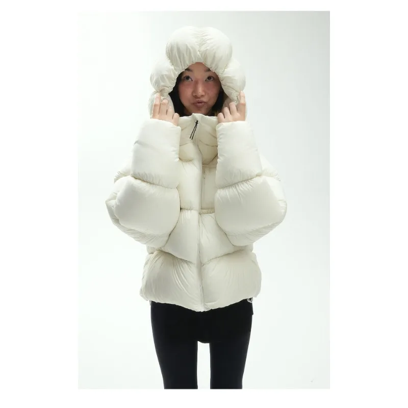 Women's Autumn Winter Tops Coat Down Jacket Short Retro Simple Loose Leisure Design Sense Fashion Soft Niche Advanced Versatile