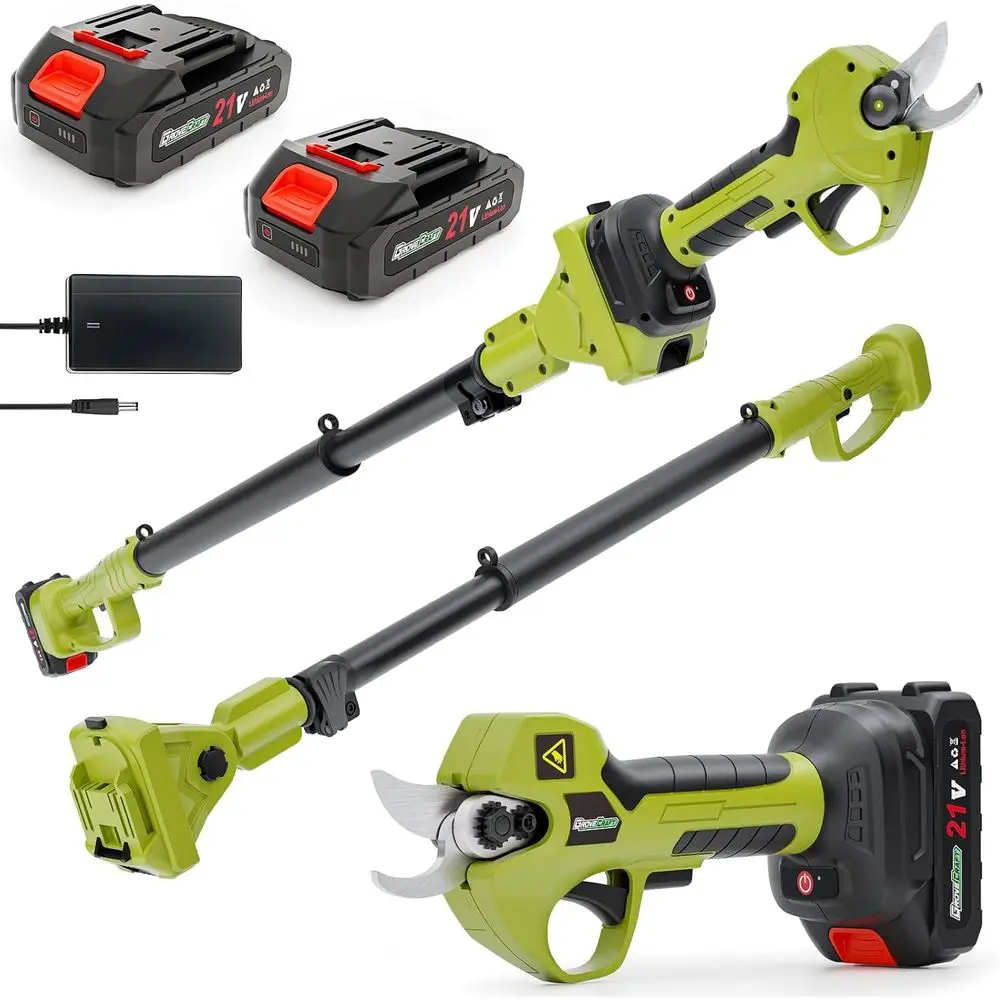 20 V 2-in-1-Gartenschere mit bürstenlosen Stangen und 2 Akkus, batteriebetriebenes kabelloses elektrisches Beschneiden mit Schmiermittel, 1-Zoll-Schnitt