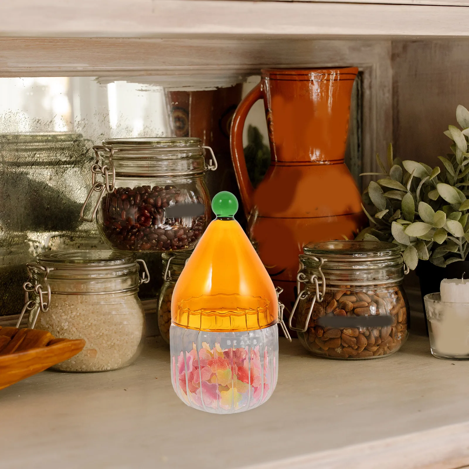 

Christmas Hat Shaped Glass Candy Jar Small Transparent Airtight Storage Jar Candy Holder Snack Container Decorative Storage