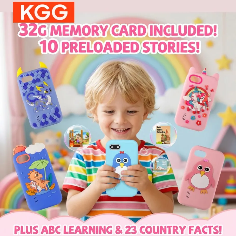 Educational Toy Phone 2.8" Touch Screen Dual Cameras Learning Games Video Playback 32GB Included Perfect Gift For 3-6 Years Old