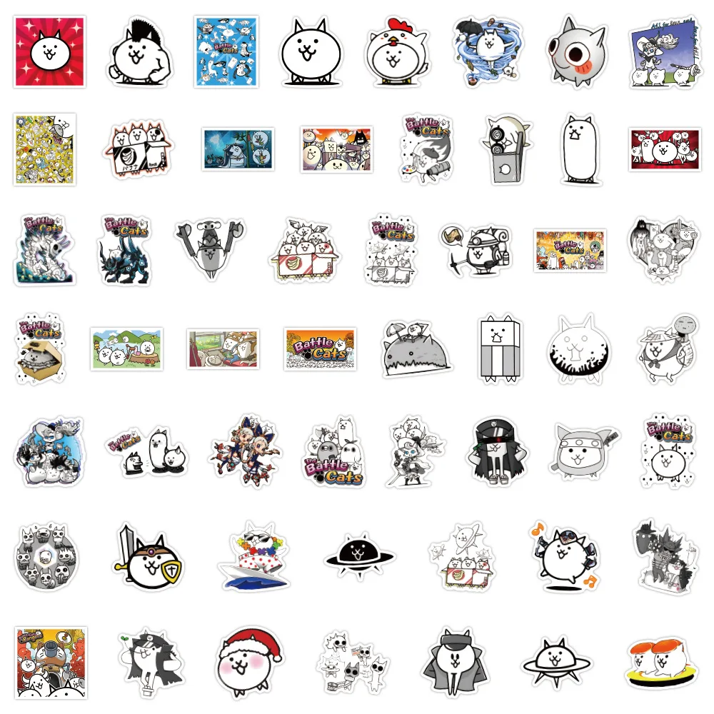 

50PCS Battle Cats Cartoon Cute Graffiti Stickers Game Funny Decoration Creative Decorative Mobile Case Water Cup Stickers Toy
