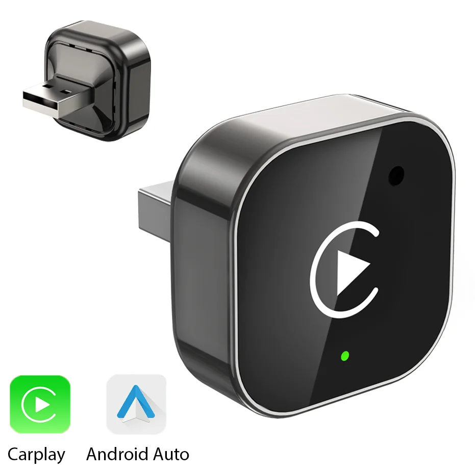 Mini Smart Dongle Wireless Carplay Plating Adapter, 2 in 1 for Apple IOS for Android Auto, Plug & Play, With Heat Dissipation