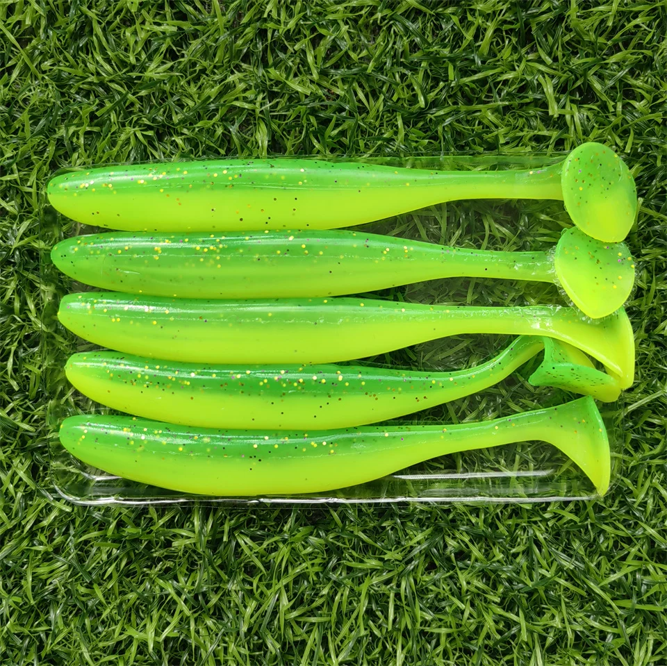 MUKUN 5 Stück 12 cm 8,5 g T-Tail Swimbait Weicher Silikon-Wurmköder Künstlicher Köder Wobbler für Meeres- und Süßwasser-Angelausrüstung