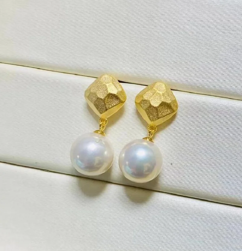 

Gorgeous 10-11mm 9-10mm South Sea Perfect Round White Pearl Dangle Earring 925s