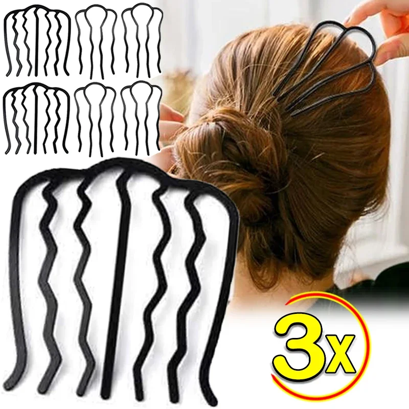 Metal Black Hair Fork Clip Women Hair Pin Combs Messy Bun Hair Pin Clip Hair Side Combs Updo Hair Sticks Hair Styling Tool