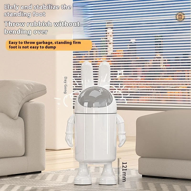 Cute Astronaut Shaped Trash Can Home Living Room Office Large Capacity Flip Style Trash Bin Bedroom Kitchen Accessories
