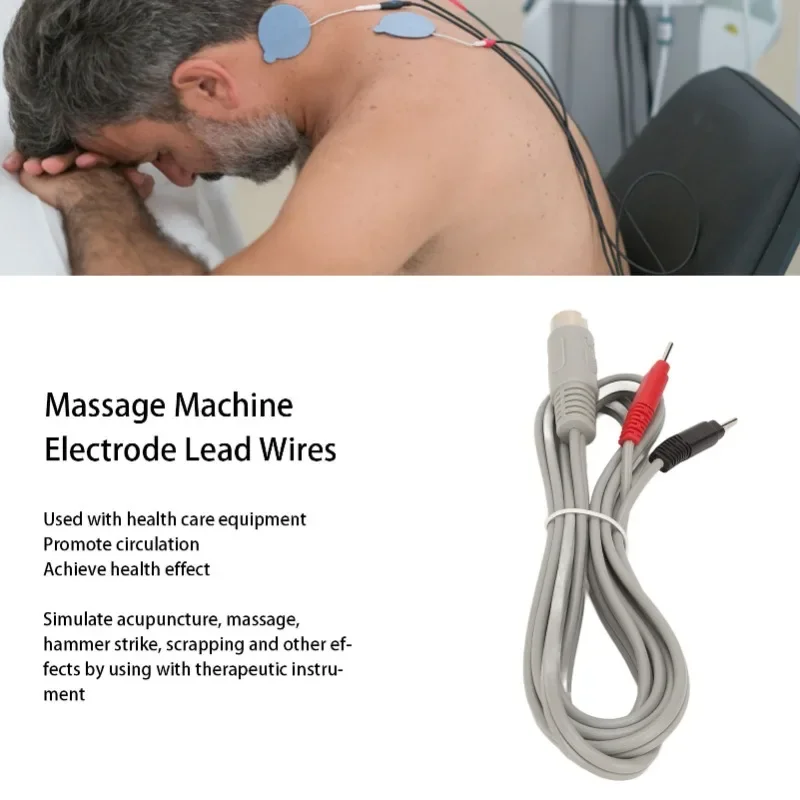 Massage Machine Electrode Wires 2m/78.7in Socket Electrode Lead Cable TENS Digital Therapy Machine Muscle Stimulator Accessory