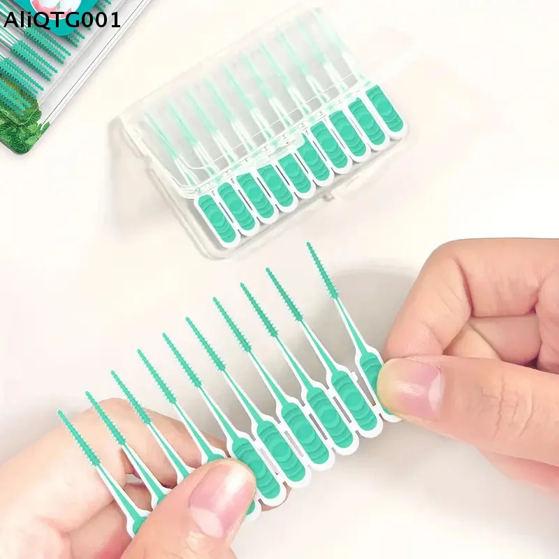 100 Uds palillos de dientes de silicona Dental cepillos interdentales con hilo limpieza Oral palillos de hilo interproximal para dientes