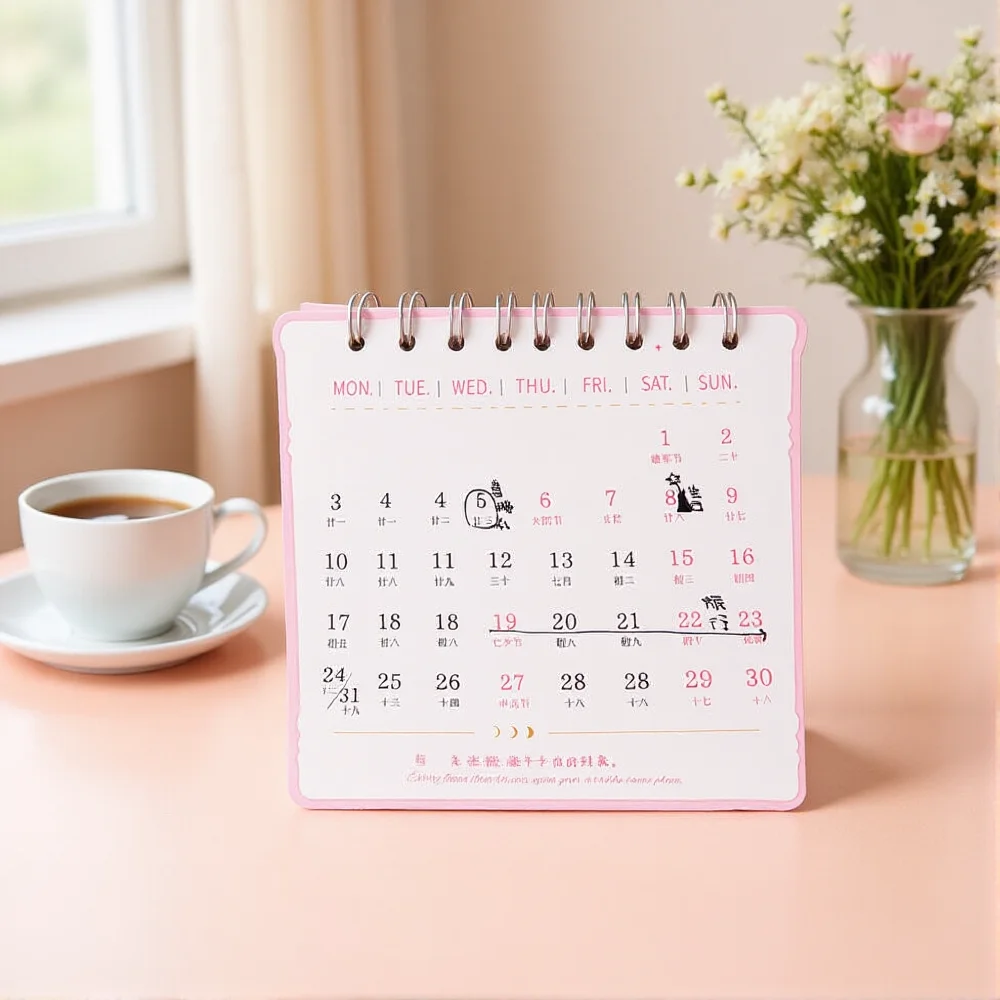 

Standing Desk Calendar Vase-Like Monthly Planner Vase-Like Desktop Calendar Thick Paper Flowers Desk Calendar For Gift Home