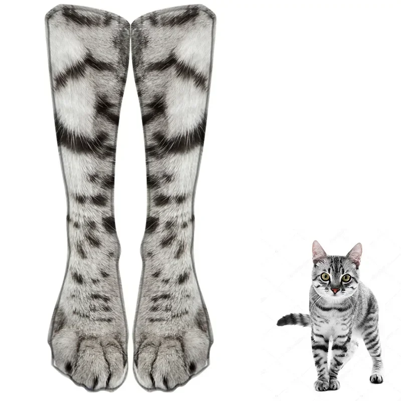 New Funny Leopard Tiger Cotton Socks for Women Happy Animal Kawaii Unisex Cat Socks Harajuku Cute Casual High Ankle Socks Female