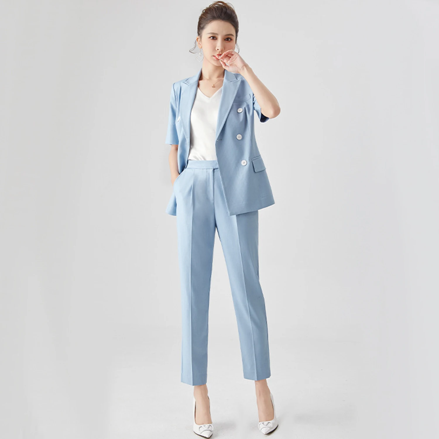 Allingentle Women's Suit Slim Fit Business Pantsuit 2 Piece Suit Blazer Outfit for Casual Office Customize