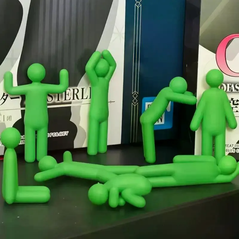 8pcs 3D printed toy super chameleon hide and seek cat pose small character model ornament desktop fun corner