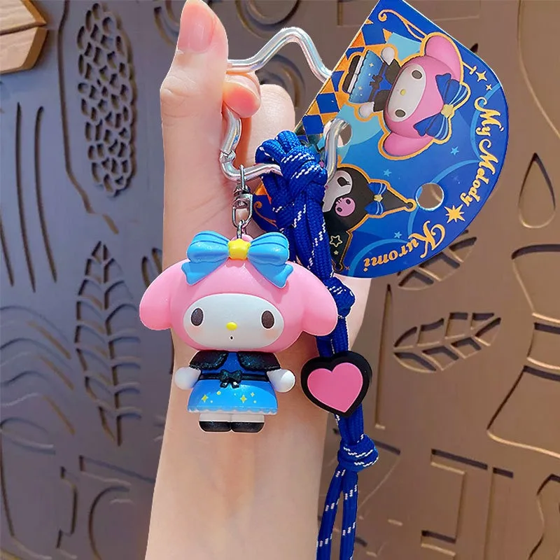 Genuine Sanrio Kitty Kuromi Melody Cartoon Bracelet Keychain Couple School Bag Pendant Charm Phone Anti-lost Wrist Strap Chain view 3