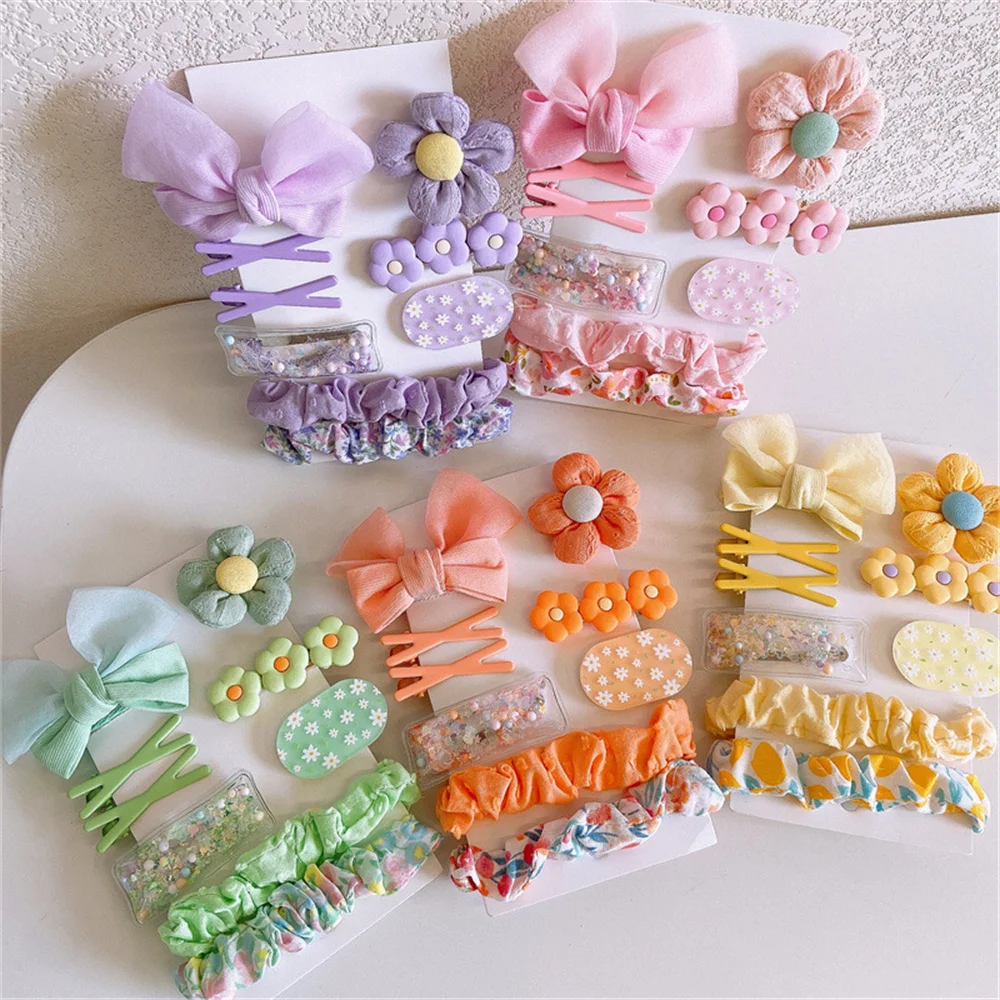 

9Pcs/Set Cute Bows Baby Hairclips Lace Flower Children Girls Hairpins Hairdresses Baby BB Clip Gifts