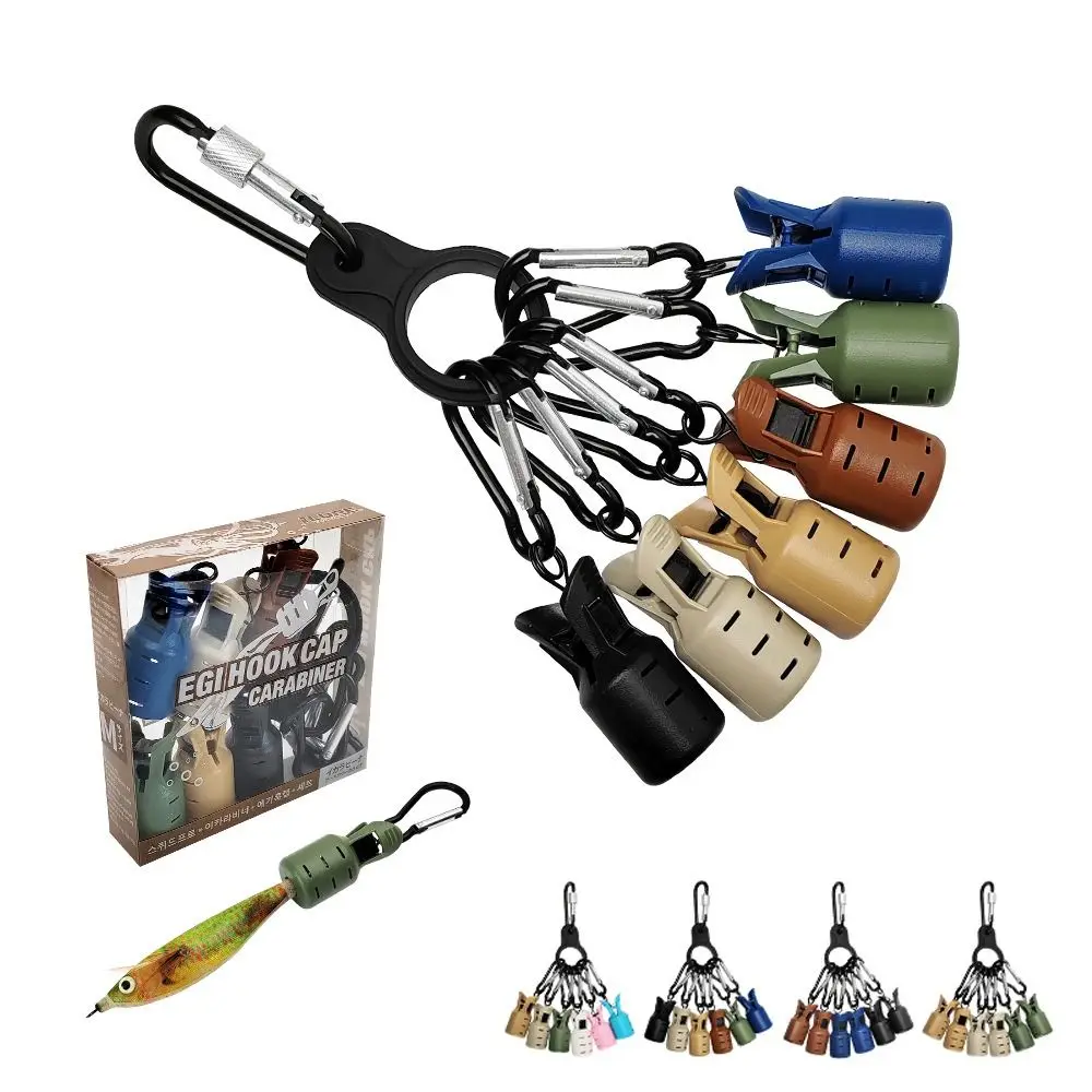 

6pcs Kits Practical Webfoot Octopus Squid Jig With Carabiner Umbrella Cuttlefish Lure Cap Egi Hooks Cover Fishing Accessories