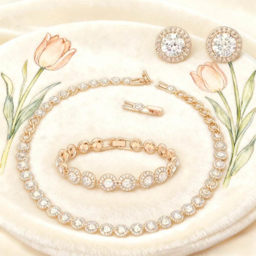 

High-end Design Necklace Pendant Earrings Bracelet Jewelry Set Exquisite Luxury Simple and Generous Trendy Jewelry